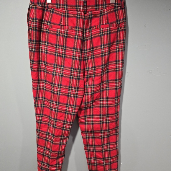 Boden Red Kew Plaid Christmas Preppy Wool Blend Trousers 12L NWT - Picture 2 of 4